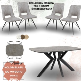 Zestaw stół MASURA Xooon 150 x 105 cm i 4 krzesła Fiesta