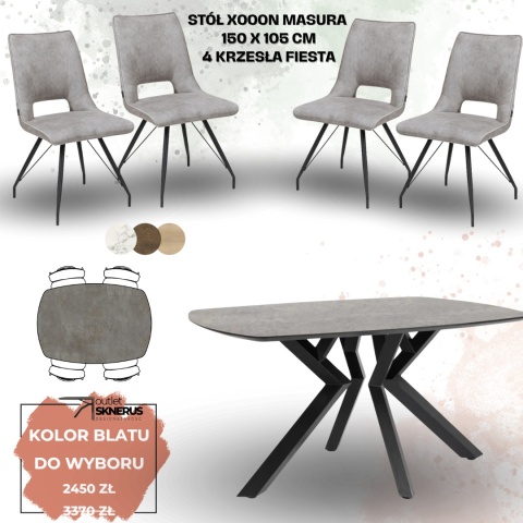 Zestaw stół MASURA Xooon 150 x 105 cm i 4 krzesła Fiesta