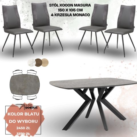 Zestaw stół MASURA Xooon 150 x 105 cm i 4 krzesła Monaco