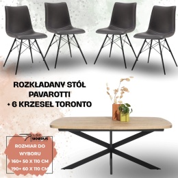 Zestaw stół PAVAROTTI+ 6 krzeseł TORONTO