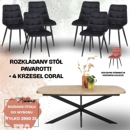 Zestaw stół PAVAROTTI (pająk)+ 6 krzesła Coral