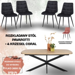 Zestaw stół PAVAROTTI (pająk) + 4 krzesła Coral