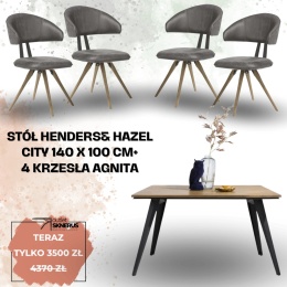 Zestaw stół H&H City 140 x 100 cm+ 4 krzesła Agnita