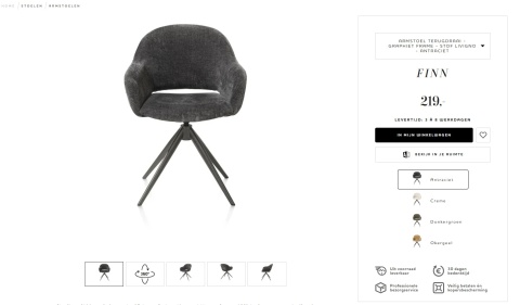 [na zamówienie] Fotel obrotowy FINN w tkaninie Livigno, antracyt z grafitową podstawą