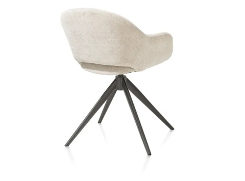 [na zamówienie] Fotel obrotowy z podłokietnikami FINN w tkaninie Livigno, kremowy z grafitową podstawą