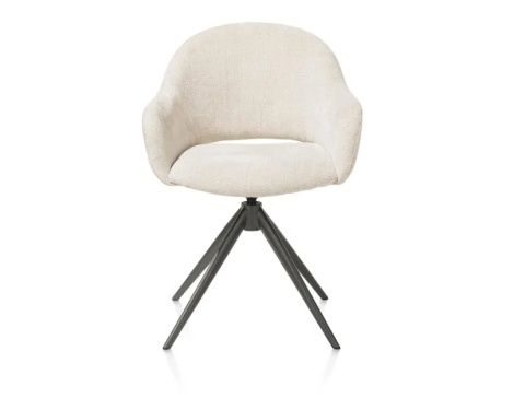 [na zamówienie] Fotel obrotowy z podłokietnikami FINN w tkaninie Livigno, kremowy z grafitową podstawą