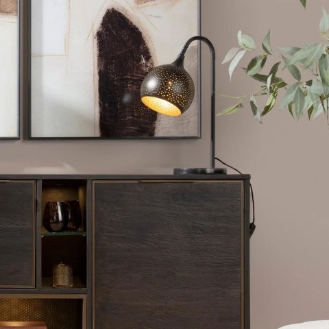 [na zamówienie] Lampa Stołowa Perforowana ARJEN Czarno-Złota COCO Maison