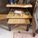 Zestaw dwóch stolików kawowych Loft – Dębowy blat, stalowa podstawa