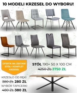 Zestaw stół H&H Metalox 190+ 50 x 100 cm + komplet krzeseł