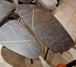 Zestaw dwóch stolików kawowych Palazio – Blat Primo Laminato o wyglądzie marmuru Onyx