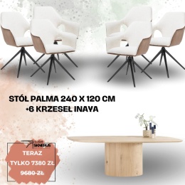 Zestaw stół PALMA 240 x 120 cm + 6 krzeseł INAYA