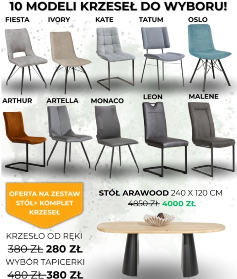 Zestaw stół Xooon Arawood 240 x 120 cm + komplet krzeseł Zestaw stół Xooon Arawood 240 x 120 cm + komplet krzeseł