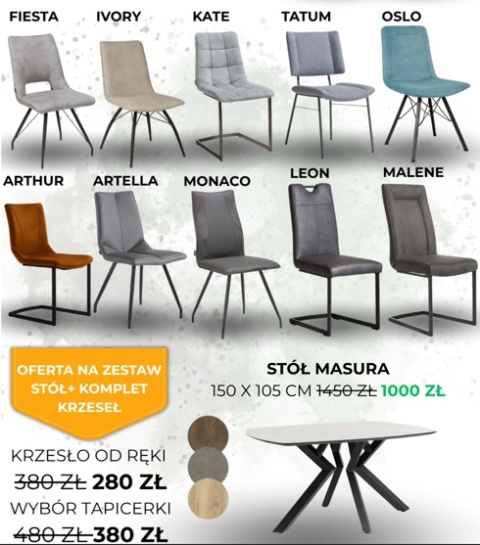Zestaw stół MASURA Xooon 150 x 105 cm + zestaw 6 krzeseł Zestaw stół MASURA Xooon 150 x 105 cm + zestaw 6 krzeseł