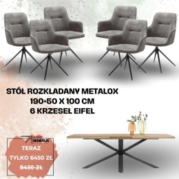Zestaw stół Metalox 190+ 50 x 100 cm + 6 krzeseł Eifel