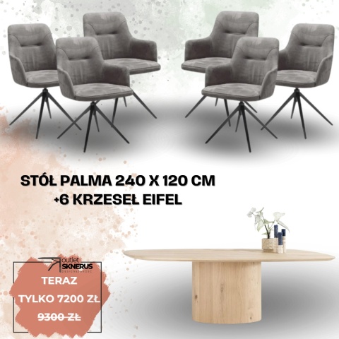 Zestaw stół PALMA 240 x 120 cm + 6 krzeseł Efiel (wybór koloru) Zestaw stół PALMA 240 x 120 cm + 6 krzeseł Efiel (wybór koloru)
