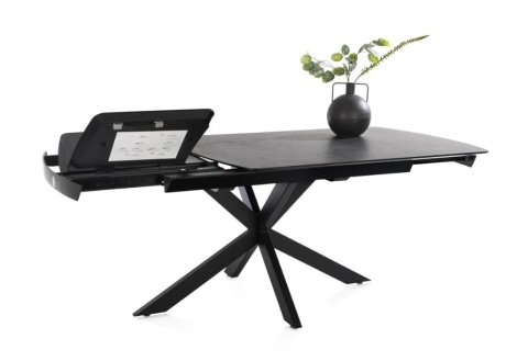 [od ręki] Rozkładany Stół Jadalniany PAVALON 140–190 cm – Blat HPL Primo Laminato Antracyt – Centralna Noga Designerska