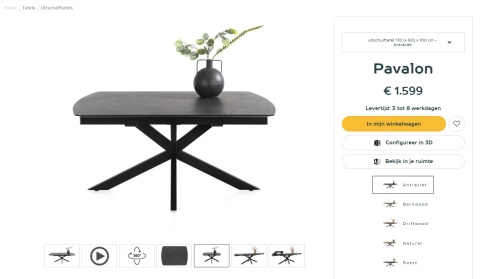 [M, od ręki] Duży stół rozkładany Pavalon 170-230x100 cm na centralnej nodze, blat Primo Laminato (HPL) antracyt