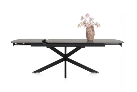 [na zamówienie] Największy stół rozkładany Pavalon 200-278x100 cm na centralnej nodze, blat Primo Laminato (HPL), kolor antracyt