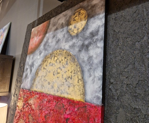 Obraz na Sklejce "Planety 3D" 120x120 cm - Autorska Technika Fakturowa Obraz na Sklejce "Planety 3D" 120x120 cm - Autorska Technika Fakturowa