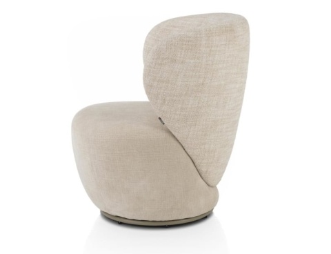 Designerski fotel wypoczynkowy SOLEE XOOON, obrotowy 360°, z poduszką lędźwiową, tkanina Luton i Cadiz, kolor kremowy Designerski fotel wypoczynkowy SOLEE XOOON, obrotowy 360°, z poduszką lędźwiową, tkanina Luton i Cadiz, kolor kremowy