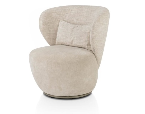 Designerski fotel wypoczynkowy SOLEE XOOON, obrotowy 360°, z poduszką lędźwiową, tkanina Luton i Cadiz, kolor kremowy Designerski fotel wypoczynkowy SOLEE XOOON, obrotowy 360°, z poduszką lędźwiową, tkanina Luton i Cadiz, kolor kremowy