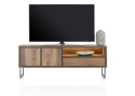 (R) Nowoczesna szafka RTV Trapani Henders & Hazel 160 cm, fornir mango smoked, z oświetleniem LED