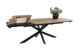 Stół industrialny rozkładany ASPEN 170-230 cm, blat lity dąb, noga pająk