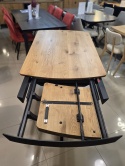 Stół industrialny rozkładany ASPEN 170-230 cm, blat lity dąb, noga pająk