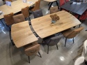 Stół industrialny rozkładany ASPEN 170-230 cm, blat lity dąb, noga pająk