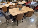 Stół industrialny rozkładany ASPEN 140-190 cm, blat lity dąb, noga pająk