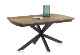 Stół industrialny rozkładany ASPEN 140-190 cm, blat lity dąb, noga pająk
