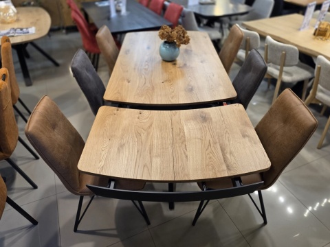 Stół industrialny rozkładany ASPEN 200-278 cm, blat lity dąb, noga pająk Stół industrialny rozkładany ASPEN 200-278 cm, blat lity dąb, noga pająk