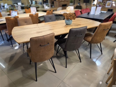 Stół industrialny rozkładany ASPEN 200-278 cm, blat lity dąb, noga pająk Stół industrialny rozkładany ASPEN 200-278 cm, blat lity dąb, noga pająk