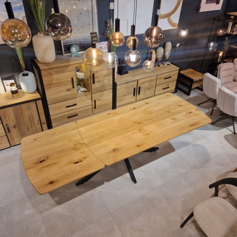[K] Stół industrialny rozkładany ASPEN 200-278 cm, blat lity dąb, noga pająk