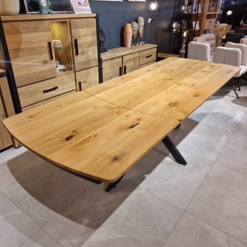 [K] Stół industrialny rozkładany ASPEN 200-278 cm, blat lity dąb, noga pająk