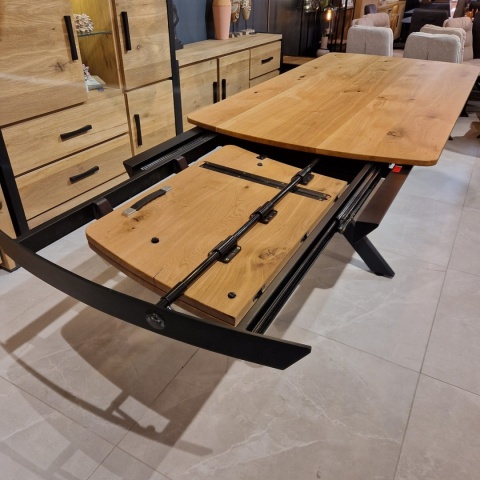 [K] Stół industrialny rozkładany ASPEN 200-278 cm, blat lity dąb, noga pająk