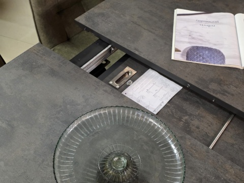 [R, od ręki] Stół rozkładany H&H Palace 190 + 60 x 110 cm antracyt centralna noga