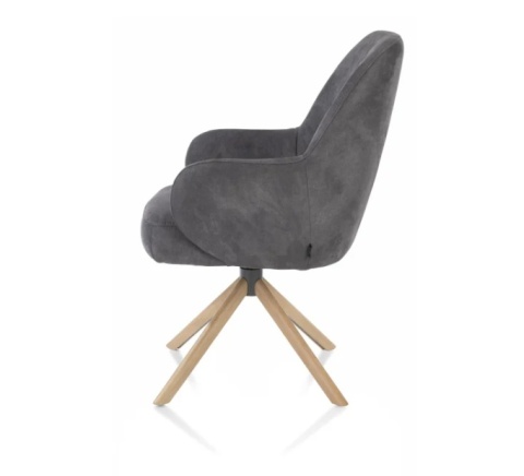 [na zamówienie] Fotel obrotowy Melle, mikrofibra Calabria - Antracyt/ drewniana podstawa