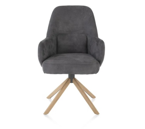 [na zamówienie] Fotel obrotowy Melle, mikrofibra Calabria - Antracyt/ drewniana podstawa