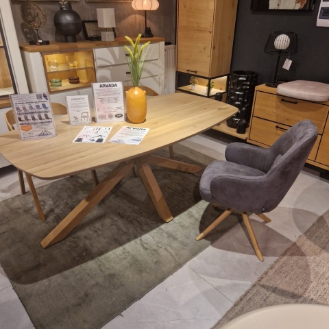 [na zamówienie] Fotel obrotowy Melle, mikrofibra Calabria - Antracyt/ drewniana podstawa