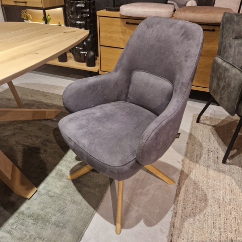 [na zamówienie] Fotel obrotowy Melle, mikrofibra Calabria - Antracyt/ drewniana podstawa