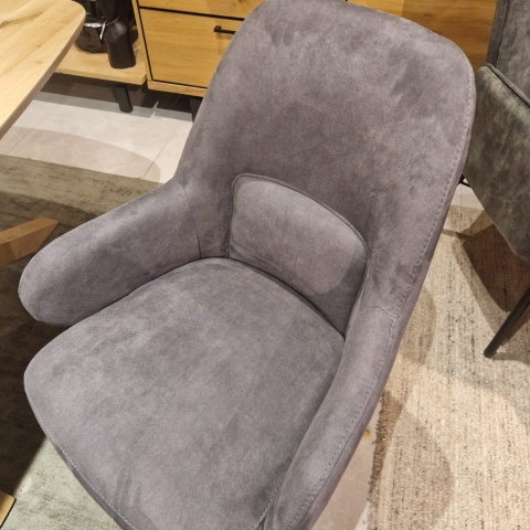 [na zamówienie] Fotel obrotowy Melle, mikrofibra Calabria - Antracyt/ drewniana podstawa