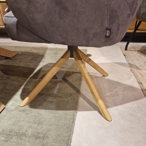 [na zamówienie] Fotel obrotowy Melle, mikrofibra Calabria - Antracyt/ drewniana podstawa