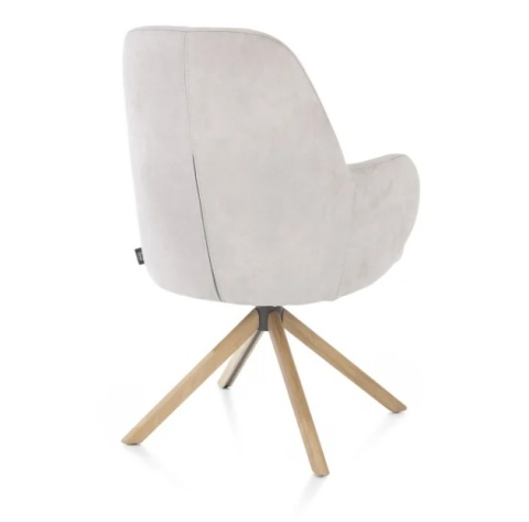 [na zamówienie] Fotel obrotowy Melle, mikrofibra Calabria - Kiesel/ podstawa drewniana