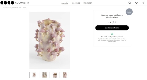 [na zamówienie] artystyczny wazon ceramiczny Harriet COCOmaison 48 cm z grzybami 3D