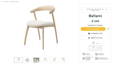 [OD RĘKI] Krzesło skandynawskie Bellami, rama z litego dębu, tkanina szenilowa Livigno - kremowy