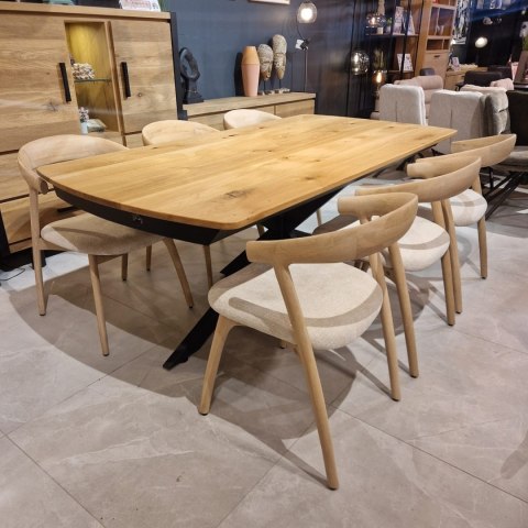 [OD RĘKI] Krzesło skandynawskie Bellami, rama z litego dębu, tkanina szenilowa Livigno - kremowy