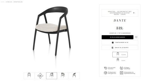 [OD RĘKI] Krzesło z podłokietnikami DANTE, kremowa tkanina bouclé, nogi z litego dębu w kolorze antracytu