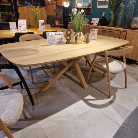 [OD RĘKI] Krzesło z podłokietnikami DANTE, tkanina bouclé 2 kolory, nogi z litego dębu