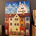 Obraz na sklejce "Złote Domy Północy" 103 x 140 cm – unikatowe, ręcznie malowane dzieło S. Biedroń